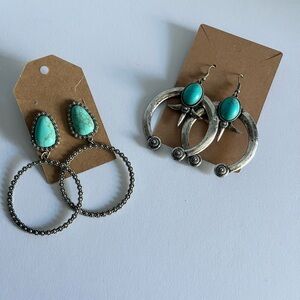 Turquoise and Silver Earrings Set
